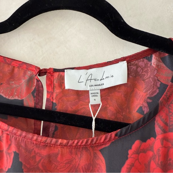 NWT L'Academie The Elaina Mini Dress in Red Peony - Picture 5 of 14